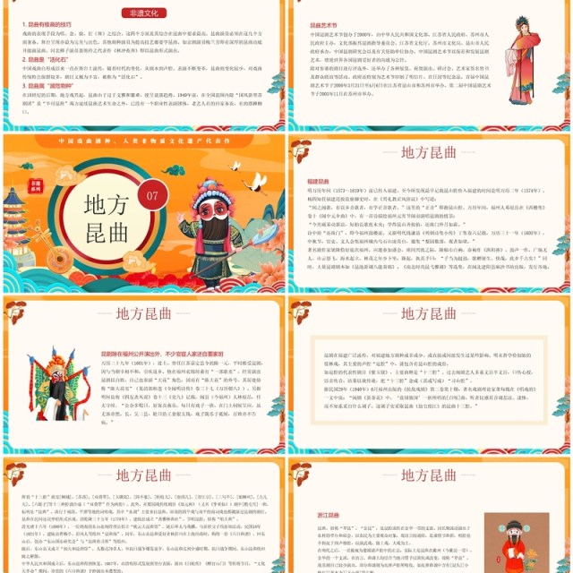 橙色国潮风非遗系列之昆曲介绍PPT模板 橙色国潮风非遗系列之昆曲介绍PPT模板