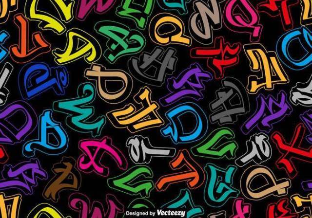 涂鸦字母表字母的多彩无缝模式