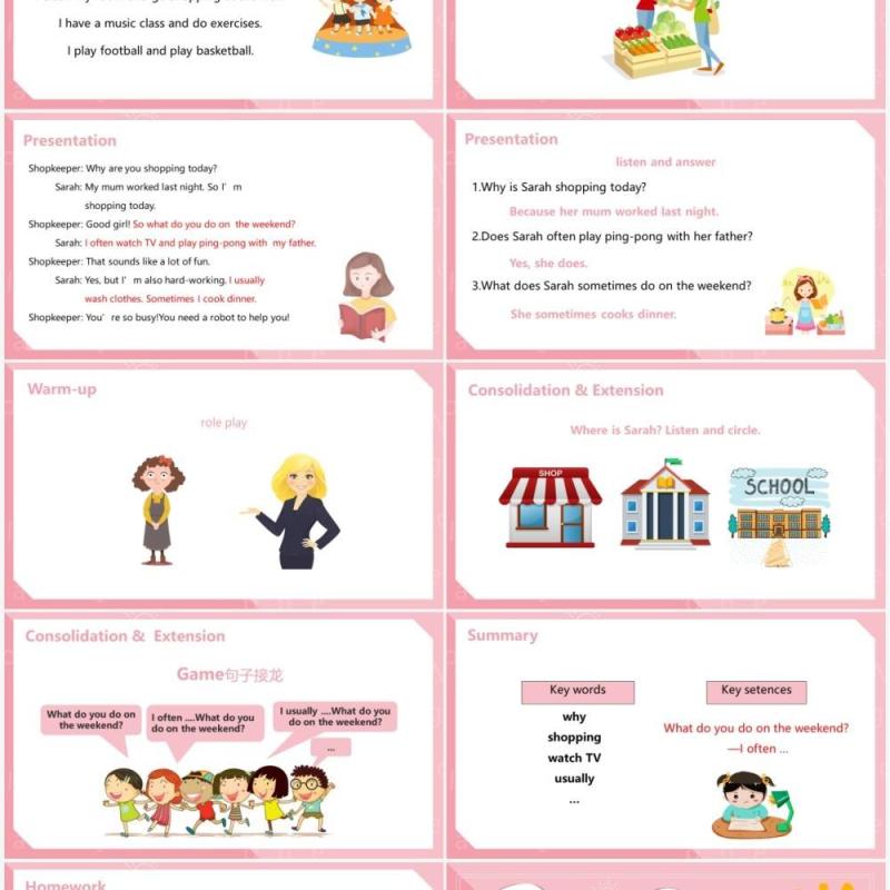 部编版五年级英语下册My day第二课时课件PPT模板