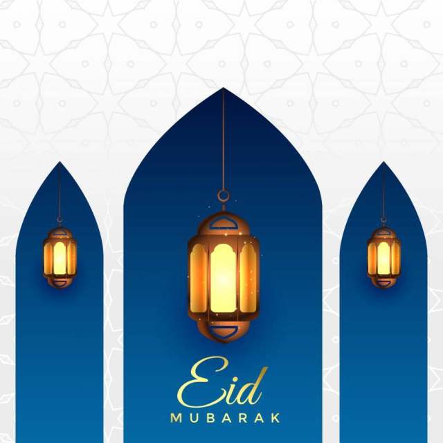 与垂悬的灯笼的eid mubarak背景