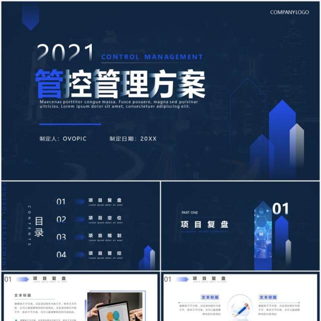蓝色商务风项目管控方案工作汇报计划报告PPT模板