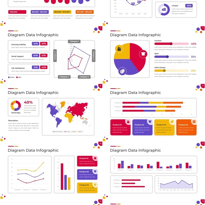多彩数据图表信息图宽屏PPT模板1.Widescreen - Multicolor 1 Light