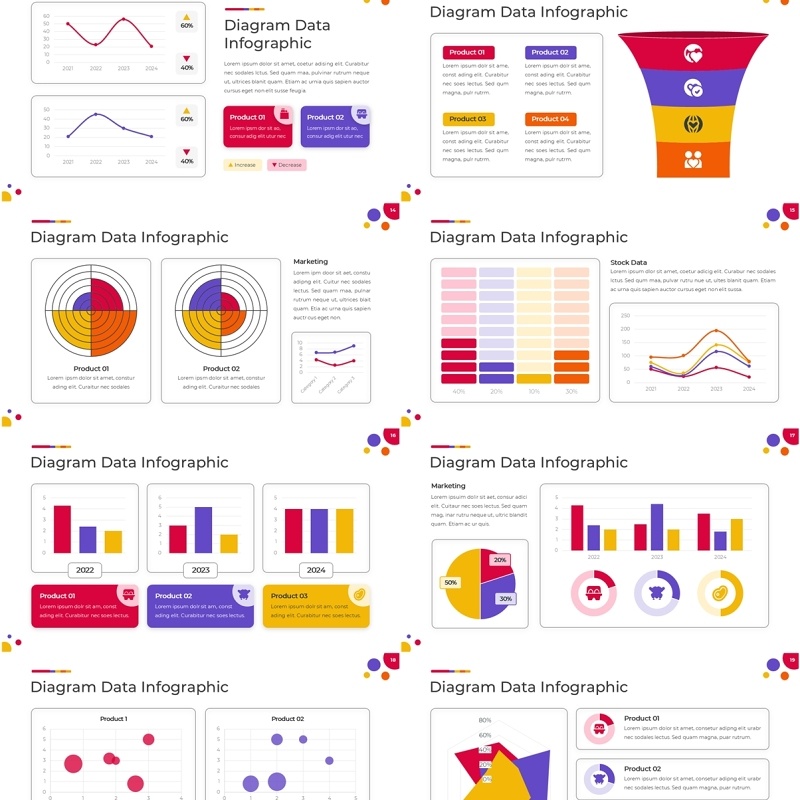 多彩数据图表信息图宽屏PPT模板1.Widescreen - Multicolor 1 Light