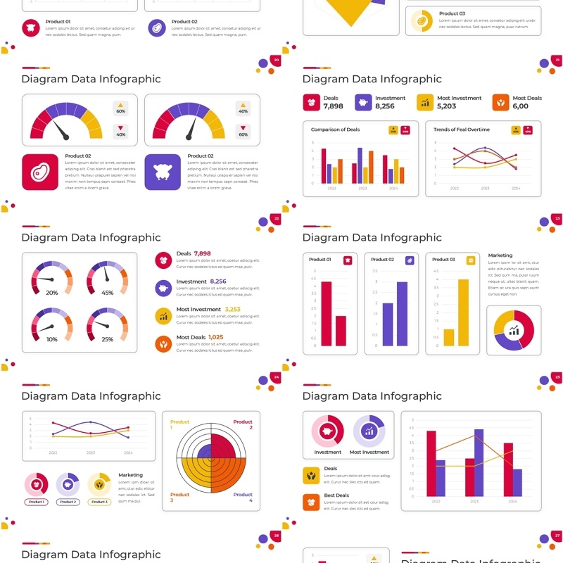 多彩数据图表信息图宽屏PPT模板1.Widescreen - Multicolor 1 Light