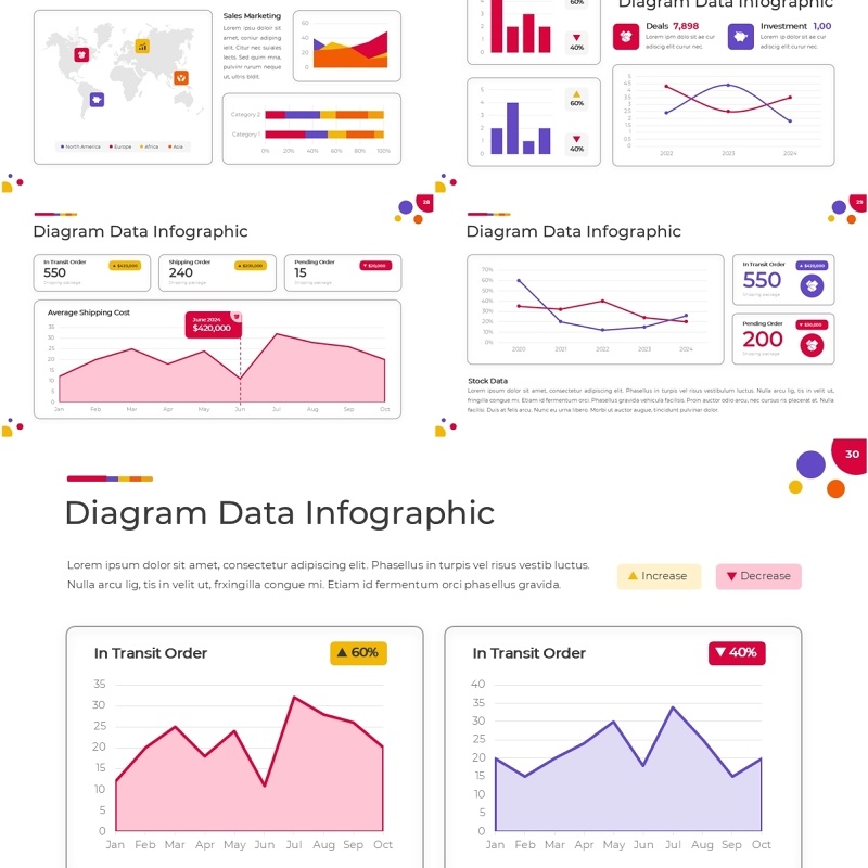 多彩数据图表信息图宽屏PPT模板1.Widescreen - Multicolor 1 Light