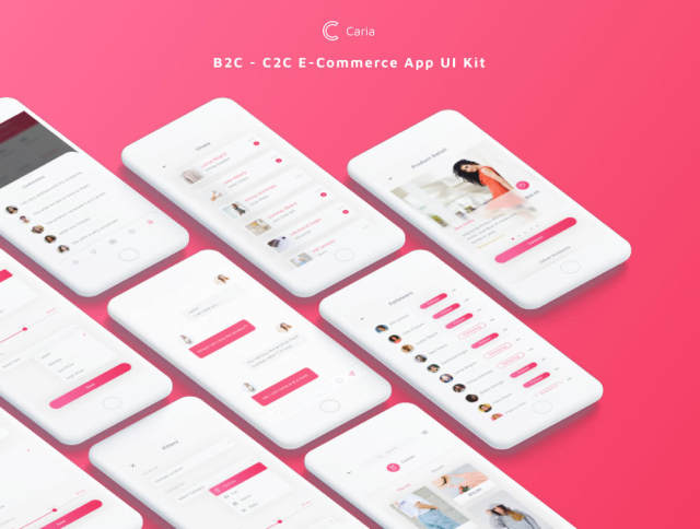 专为Sketch。，Caria设计的高品质B2C和C2C电子商务应用UI工具包 - 电子商务应用UI工具包