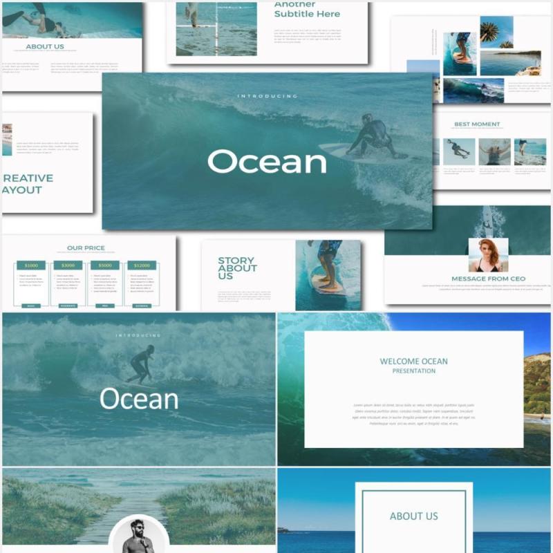 海洋多功能图片展示PPT模板Ocean Multipurpose PPT