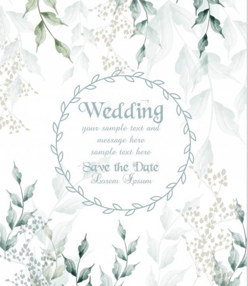 婚礼卡圆框水彩