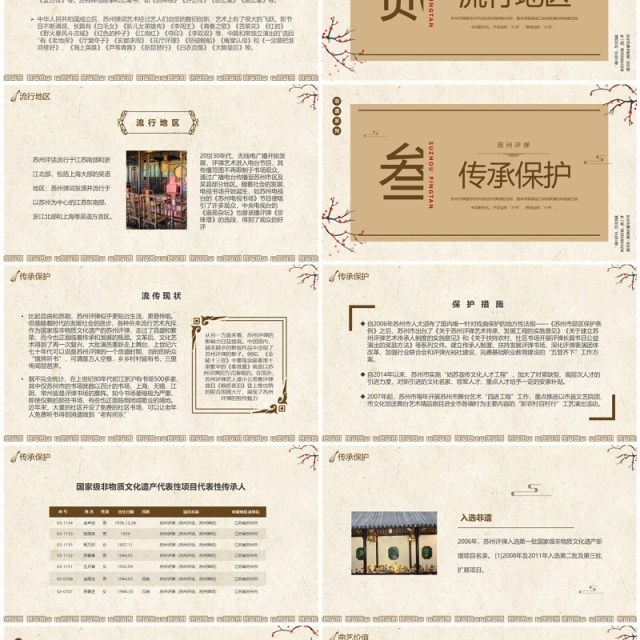 棕色中国风非遗系列之苏州评弹PPT模板 棕色中国风非遗系列之苏州评弹PPT模板