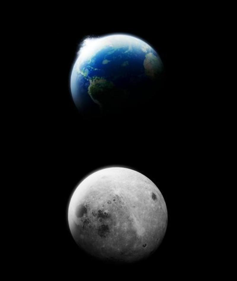地球与月球—psd分层素材