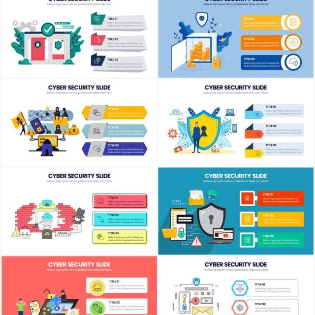 扁平化创意网络安全信息服务PPT素材Cyber Security Powerpoint Infographics 扁平化创意网络安全信息服务PPT素材Cyber Security Powerpoint Infographics