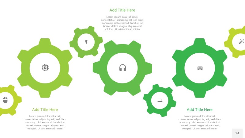 嫩绿色齿轮PPT信息图24