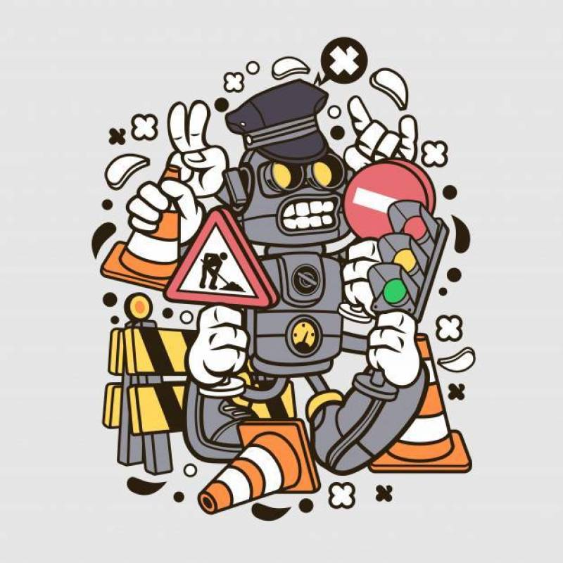 Traffic Robot Cartoon