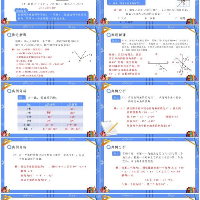 部编版七年级数学上册余角和补角课件PPT模板