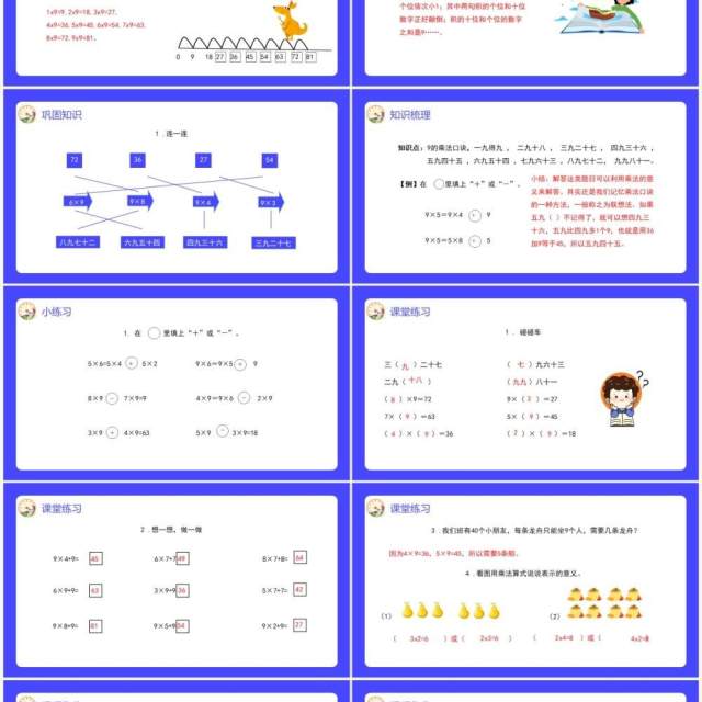 部编版二年级数学上册表内乘法9的乘法口诀课件PPT模板