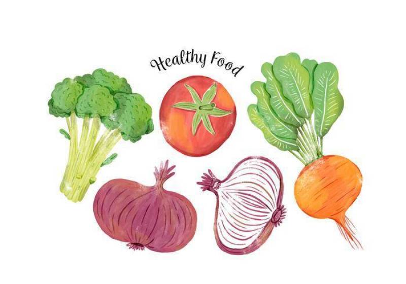 水彩五颜六色的素食浮动