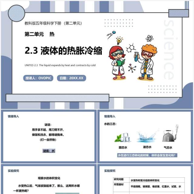 教科版五年级科学下册液体的热胀冷缩课件PPT模板 教科版五年级科学下册液体的热胀冷缩课件PPT模板