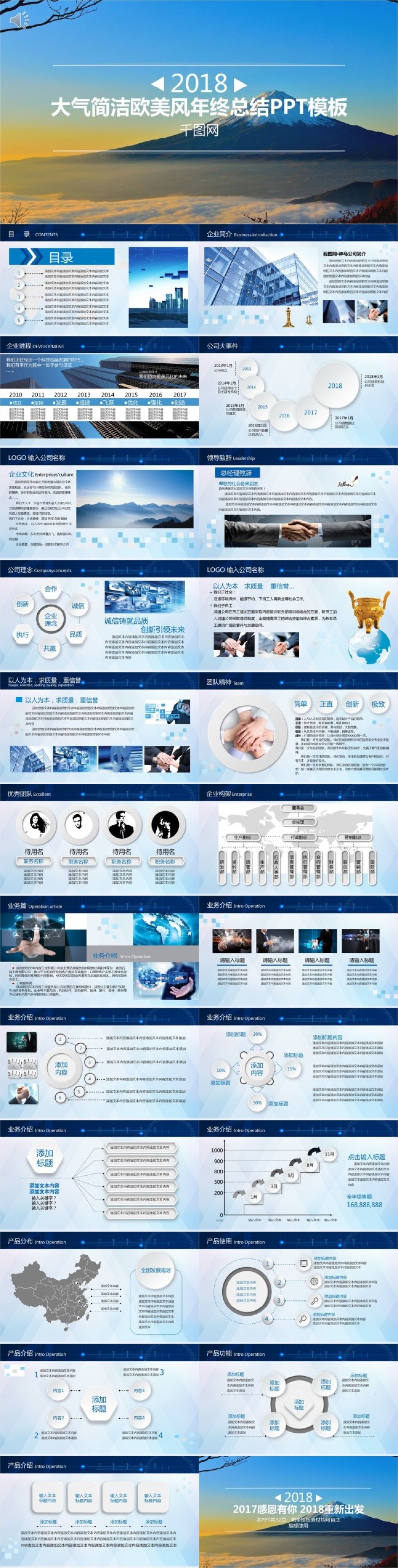 欧美风年终总结PPT模板