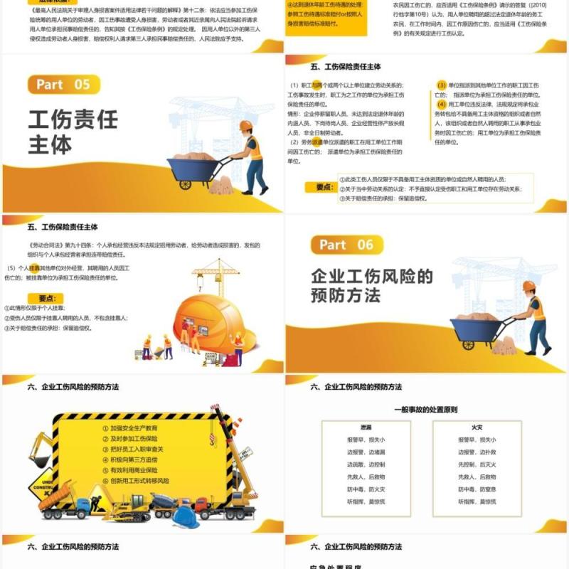 简约卡通风企业工伤知识培训通用PPT模板