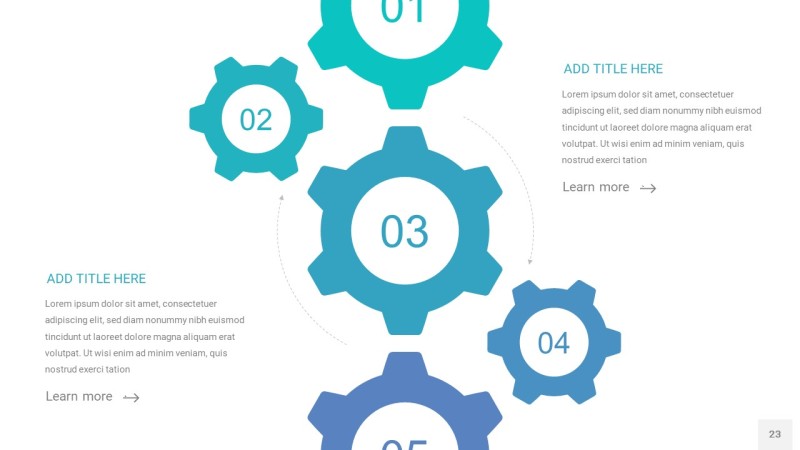 蓝绿色齿轮PPT信息图23