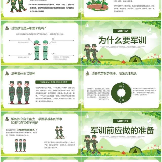 绿色卡通风迷彩青春在此启程PPT模板 绿色卡通风迷彩青春在此启程PPT模板