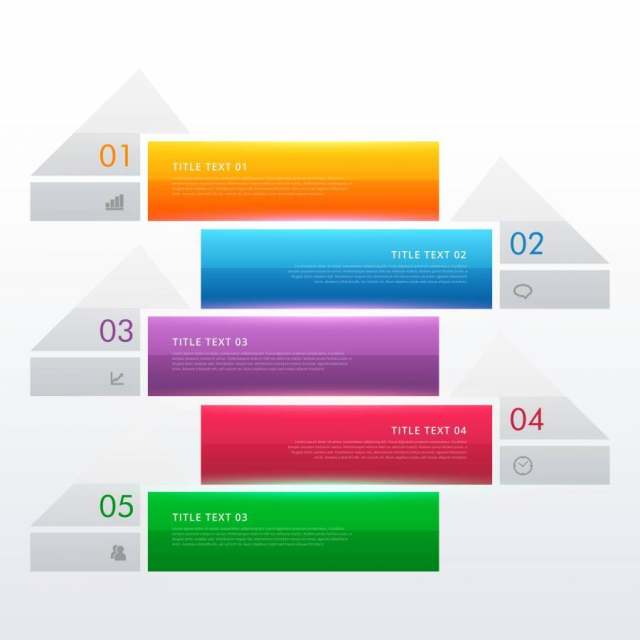 五个步骤多彩色图表横幅