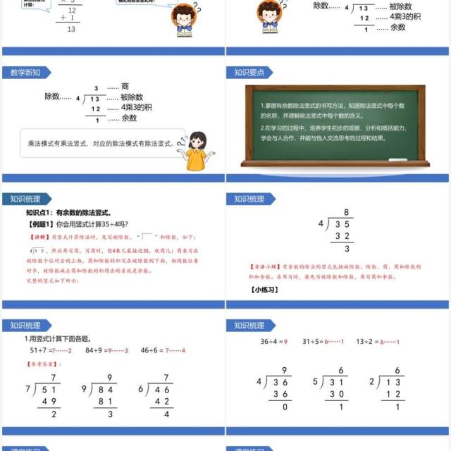 部编版二年级数学下册有余数除法的竖式课件PPT模板 部编版二年级数学下册有余数除法的竖式课件PPT模板
