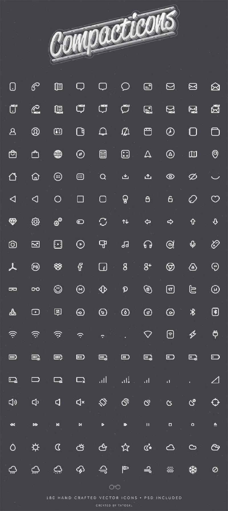 Compacticons – 180 PSD tiny icons