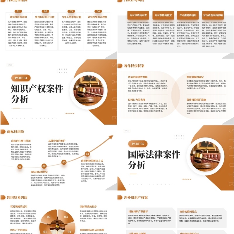 棕色商务风法律案件分析解读PPT模板