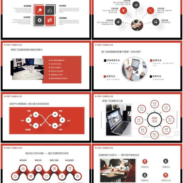 商务大气红黑跨部门沟通与协作企业员工管理培训动态PPT模板