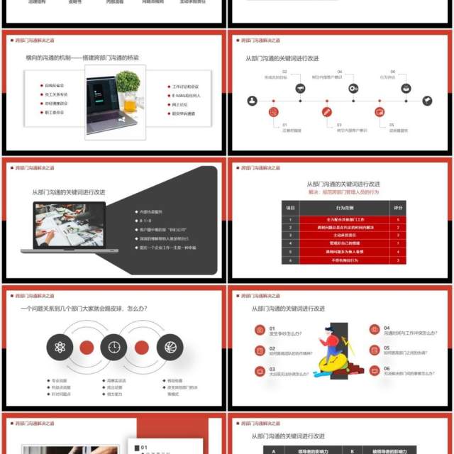 商务大气红黑跨部门沟通与协作企业员工管理培训动态PPT模板