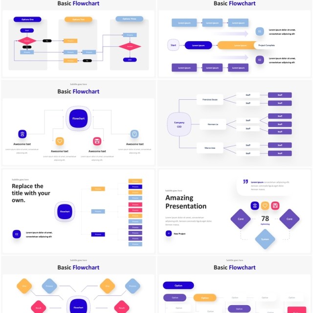 流程图架构图PPT图表素材Flowchart Infographic