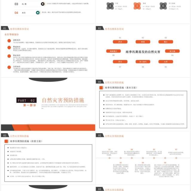 橙色简约风防洪防汛安全知识培训PPT模板