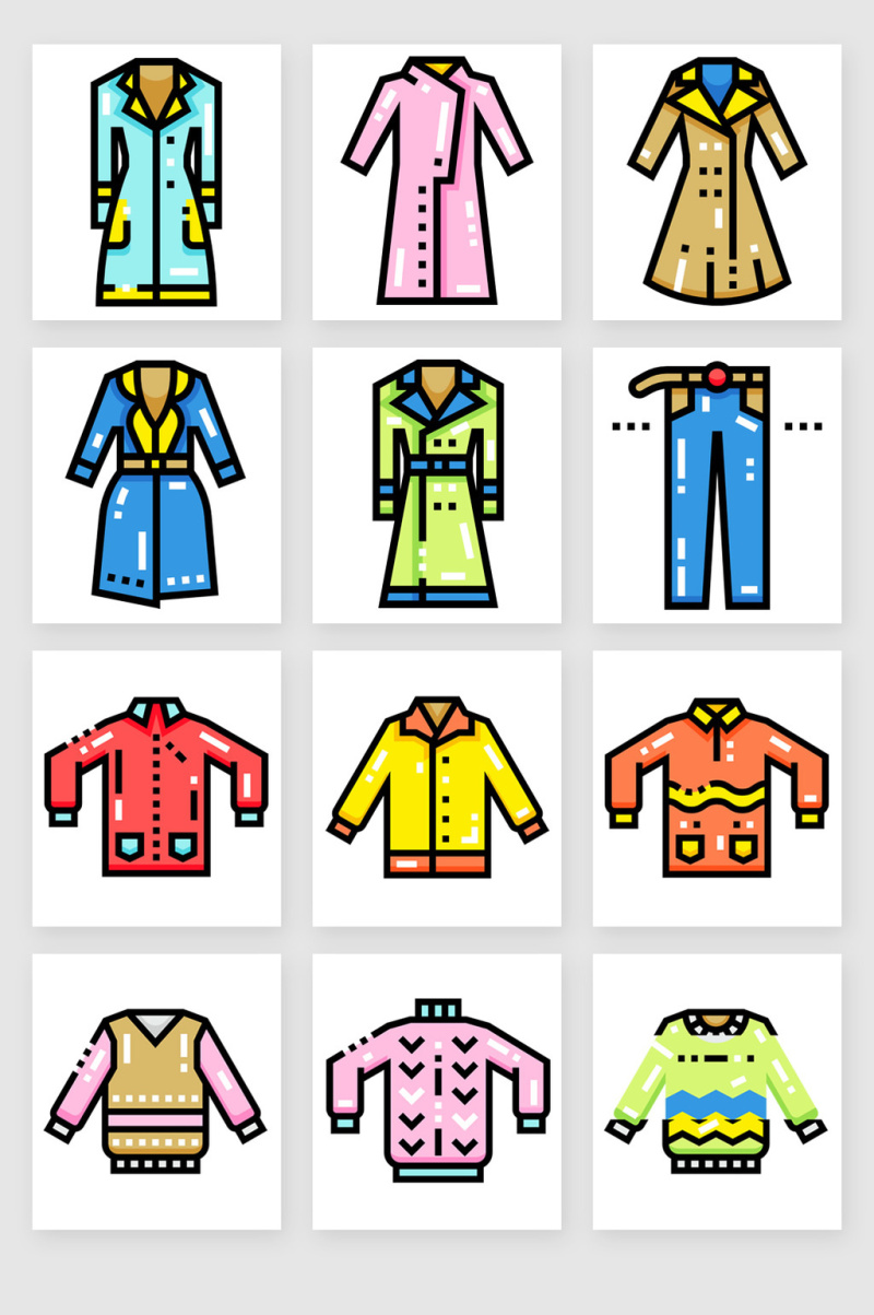 网页图标彩色秋季服装服饰矢量素材3