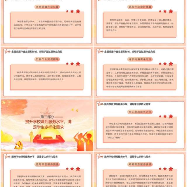 党政简约风关于进一步减轻义务教育阶段学生作业负担和校外培训负担的意见动态PPT模板 党政简约风关于进一步减轻义务教育阶段学生作业负担和校外培训负担的意见动态PPT模板