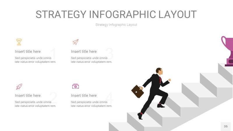 粉黄色战略计划统筹PPT信息图35