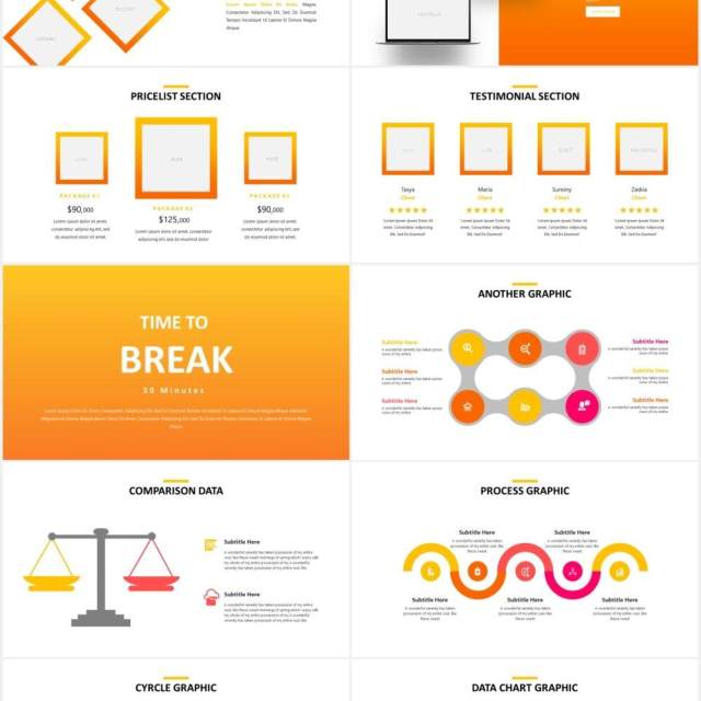 橙色简约商业公司宣传介绍PPT图片排版设计模板Orange - Business Powerpoint Template