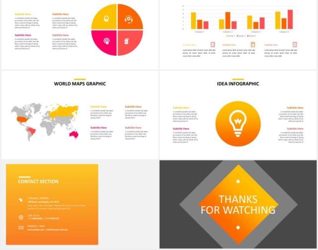 橙色简约商业公司宣传介绍PPT图片排版设计模板Orange - Business Powerpoint Template