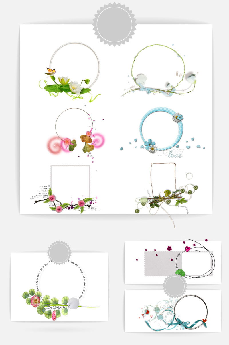 小清新花纹装饰透明png边框