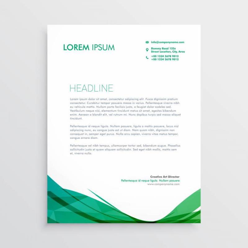 绿色波浪形状的信头矢量设计模板