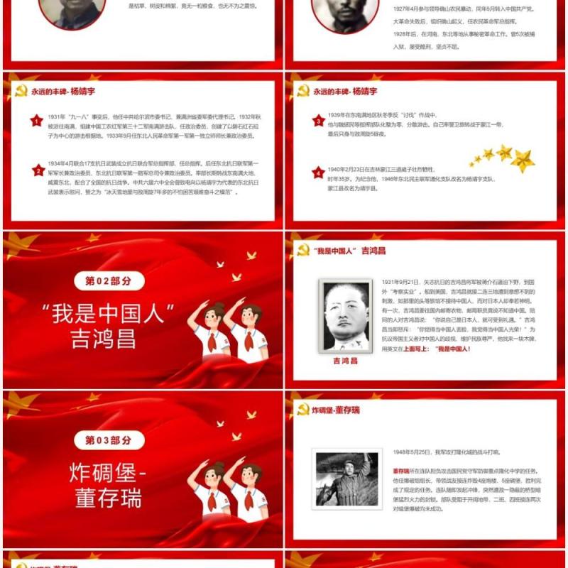 红色党政风历史英雄人物故事PPT模板