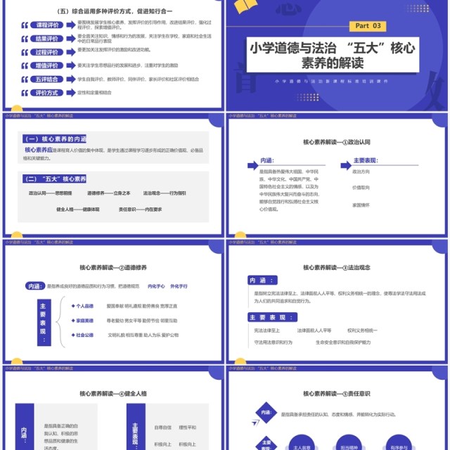 紫色简约道德与法治新课标解读PPT模板