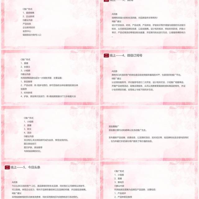 粉色网络营销线上线下精准投放PPT模板