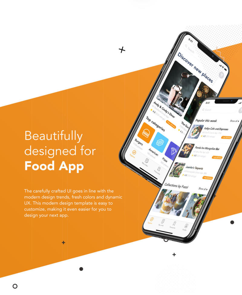 Food Delivery移动应用UI工具包，Fozzi - Food Delivery移动应用UI工具包