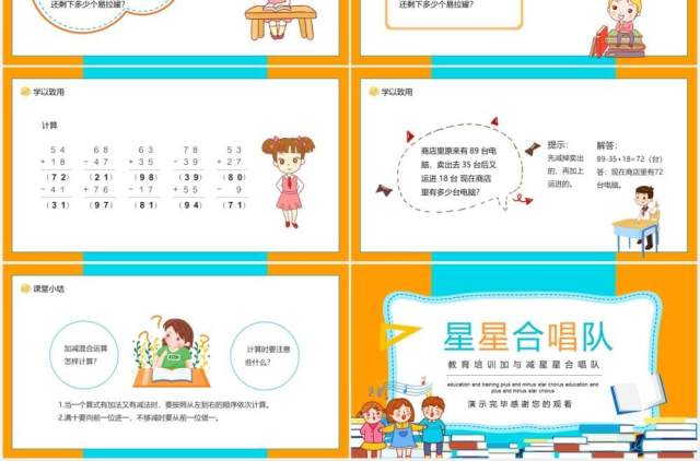 教育培训加与减星星合唱队动态PPT模板 教育培训加与减星星合唱队动态PPT模板