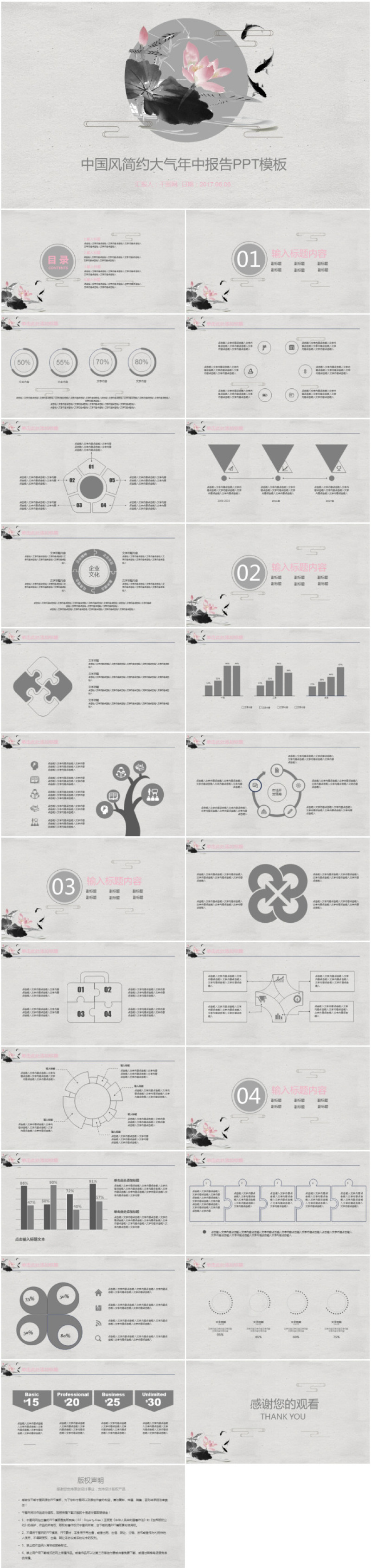 中国风简约大气年总结报告ppt模板