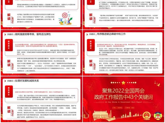 红色简约政府工作报告中43个关键词PPT模板 红色简约政府工作报告中43个关键词PPT模板