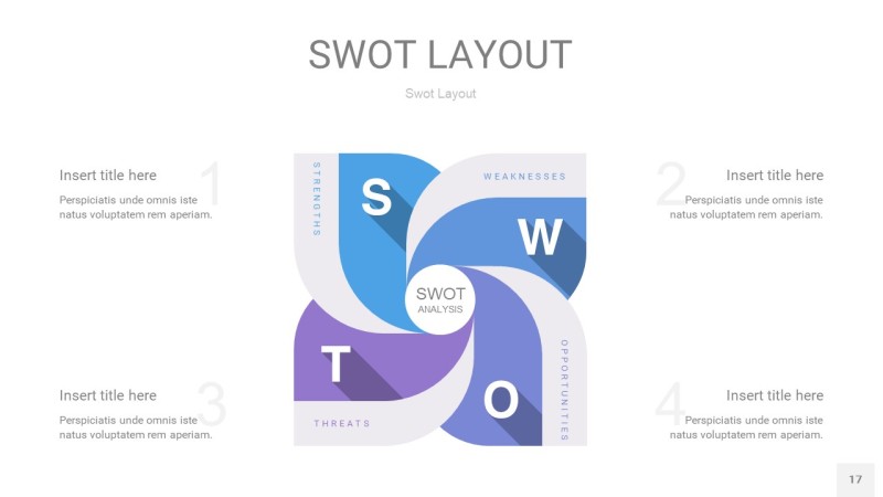 紫蓝色SWOT图表PPT17