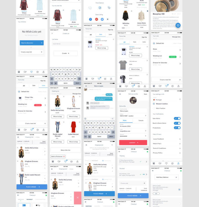 100+清洁和现代灵感的移动屏幕,白色和粗体iOS UI套件 100+清洁和现代灵感的移动屏幕,白色和粗体iOS UI套件