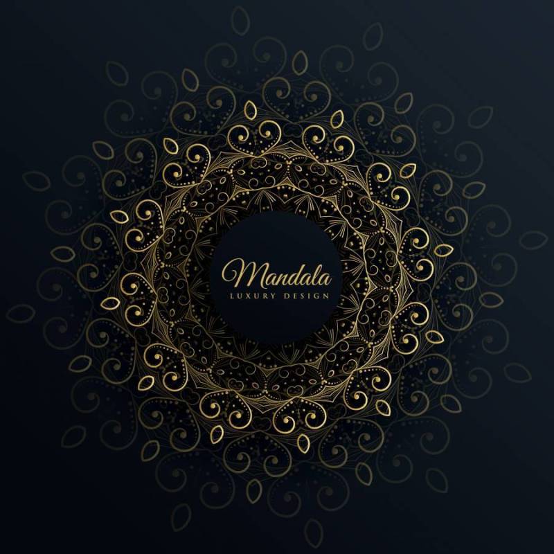 曼陀罗在黑色背景上的装饰品装饰